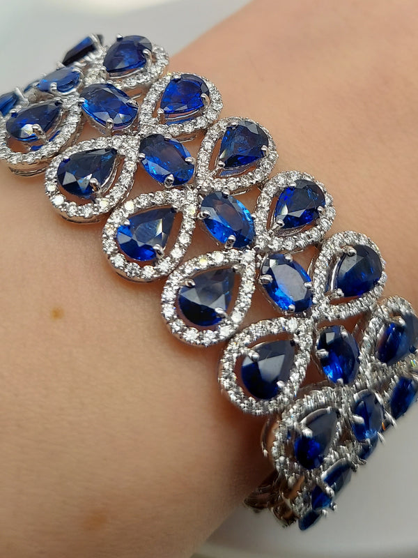 50 Carat Sapphire & 8 Carat Diamond Bracelet