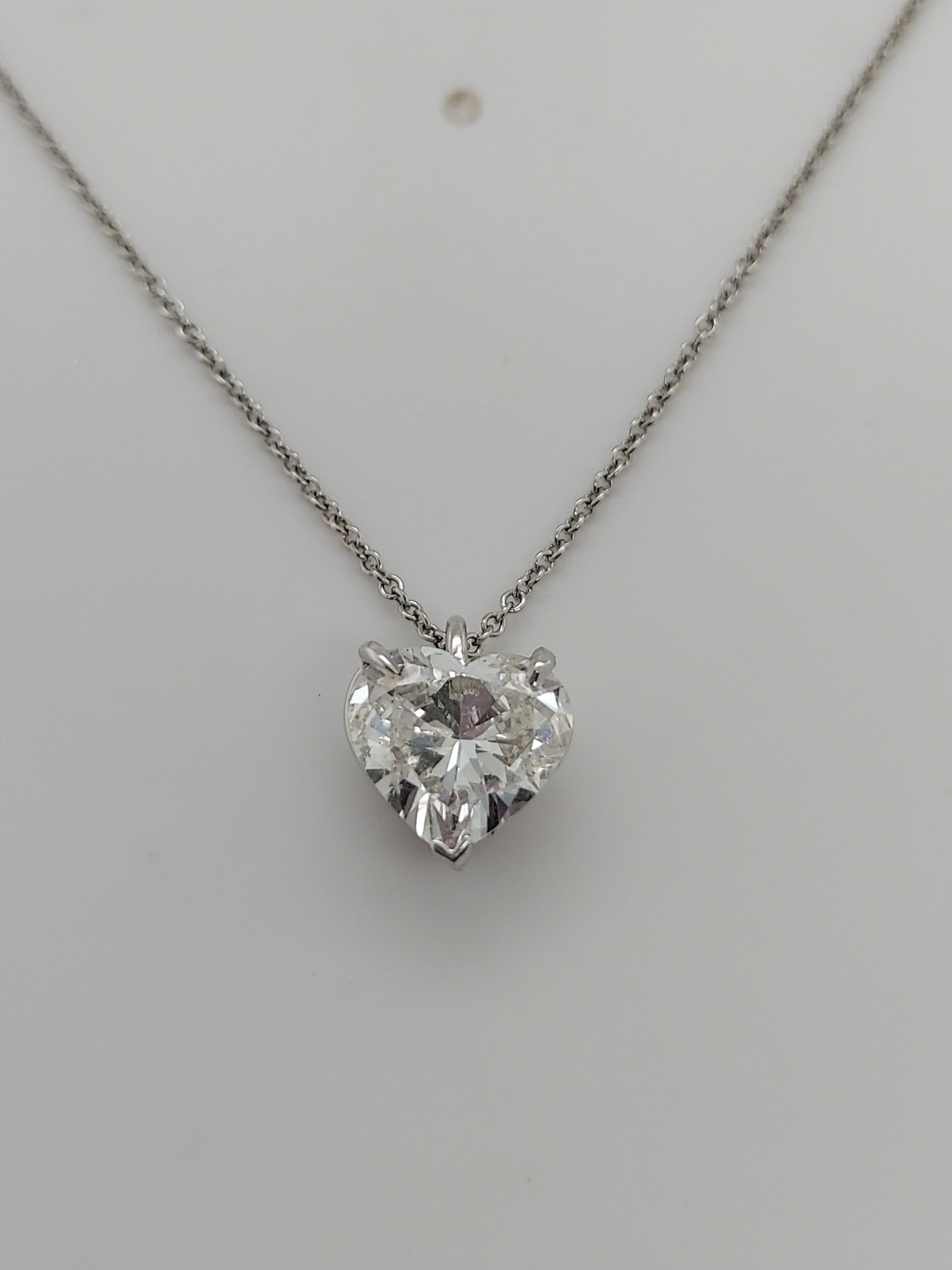 3.00 Carat Diamond Solitaire Heart Pendant GIA Certified