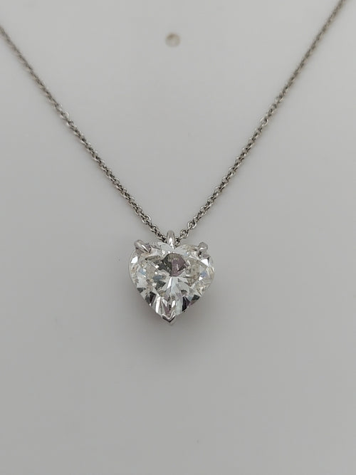 3.00 Carat Diamond Solitaire Heart Pendant GIA Certified