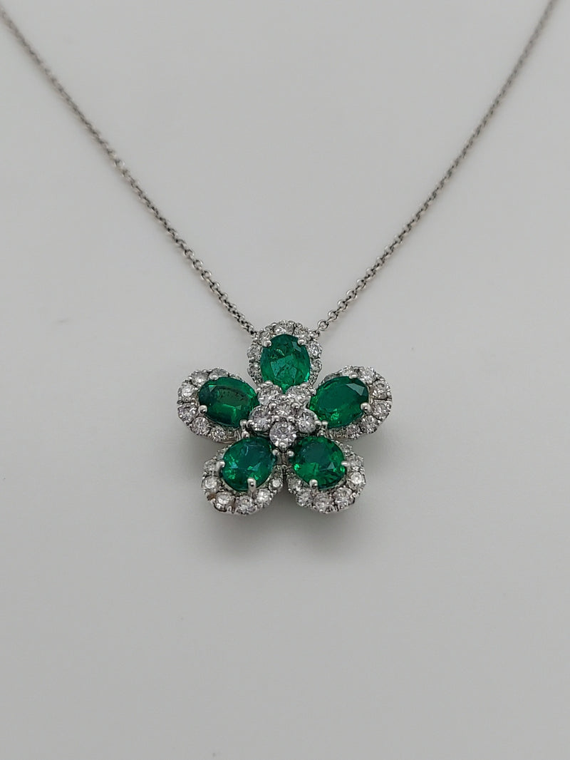 1.63 Carat Green Emerald & Diamond Pendant