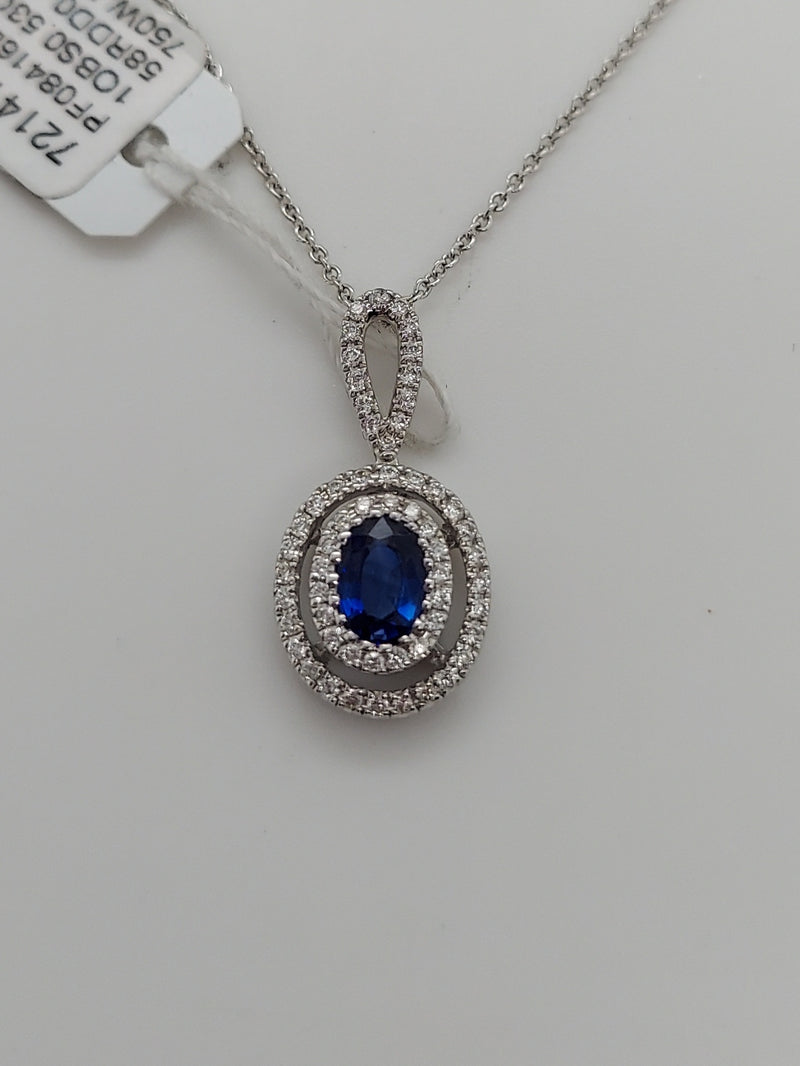 Blue Sapphire & Diamond Pendant