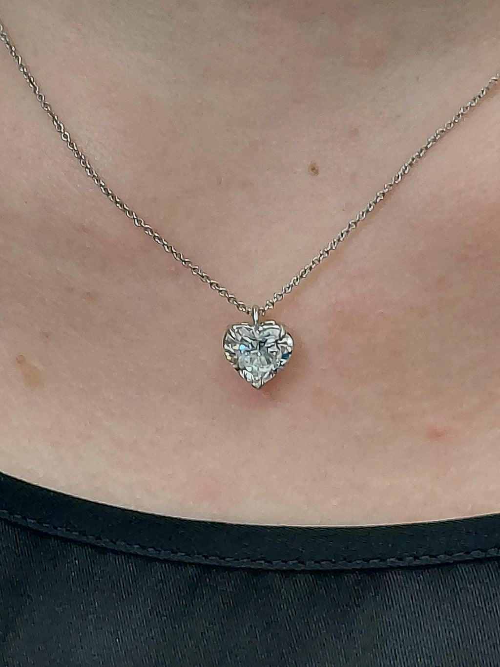 3.00 Carat Diamond Solitaire Heart Pendant GIA Certified