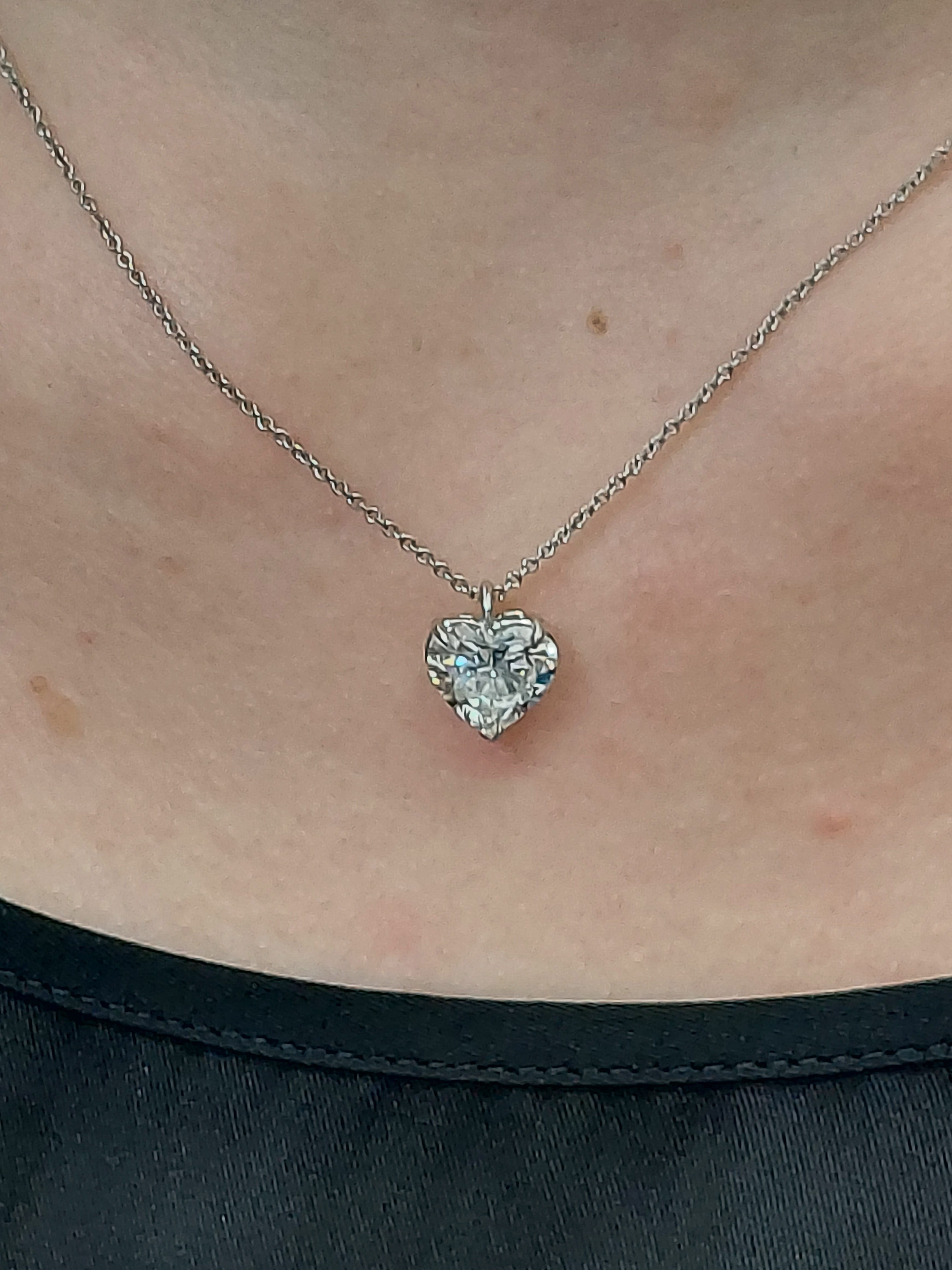 3.00 Carat Diamond Solitaire Heart Pendant GIA Certified