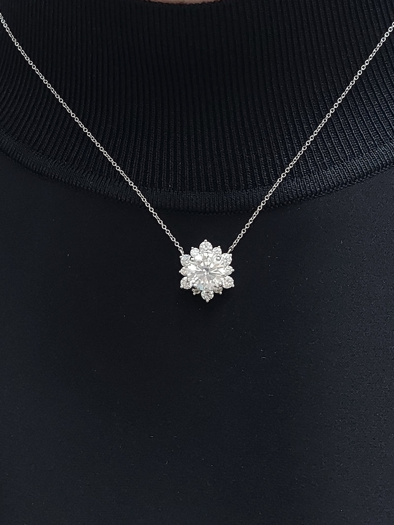 3.50 Carat Diamond Halo Pendant