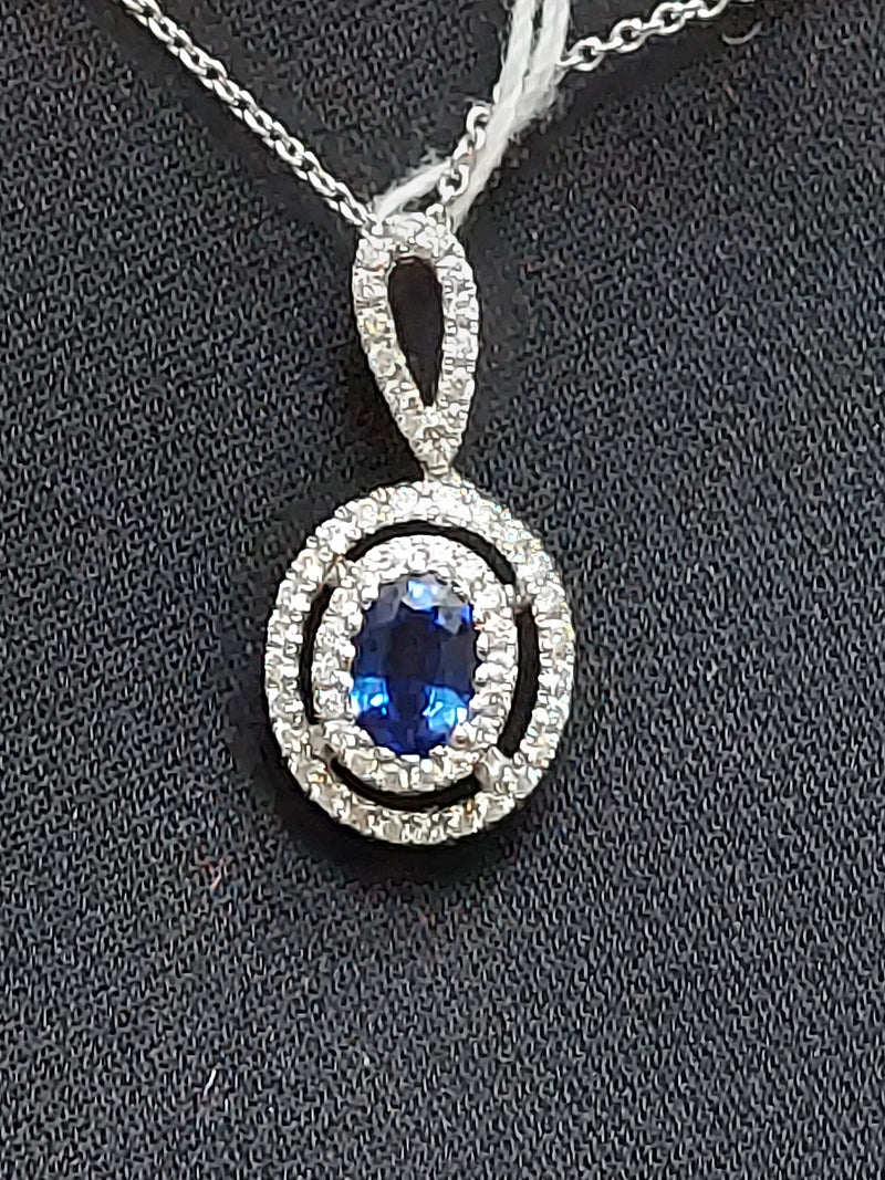 Blue Sapphire & Diamond Pendant