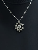 Diamond Flower Pendant on Diamond By The Yard Necklace