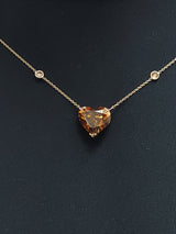 10.56 Carat Heart Shape Pendant on Diamond By The Yard Necklace