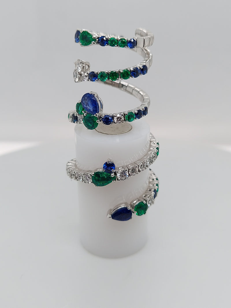 Crivelli Sapphire & Emerald & Diamond Ring