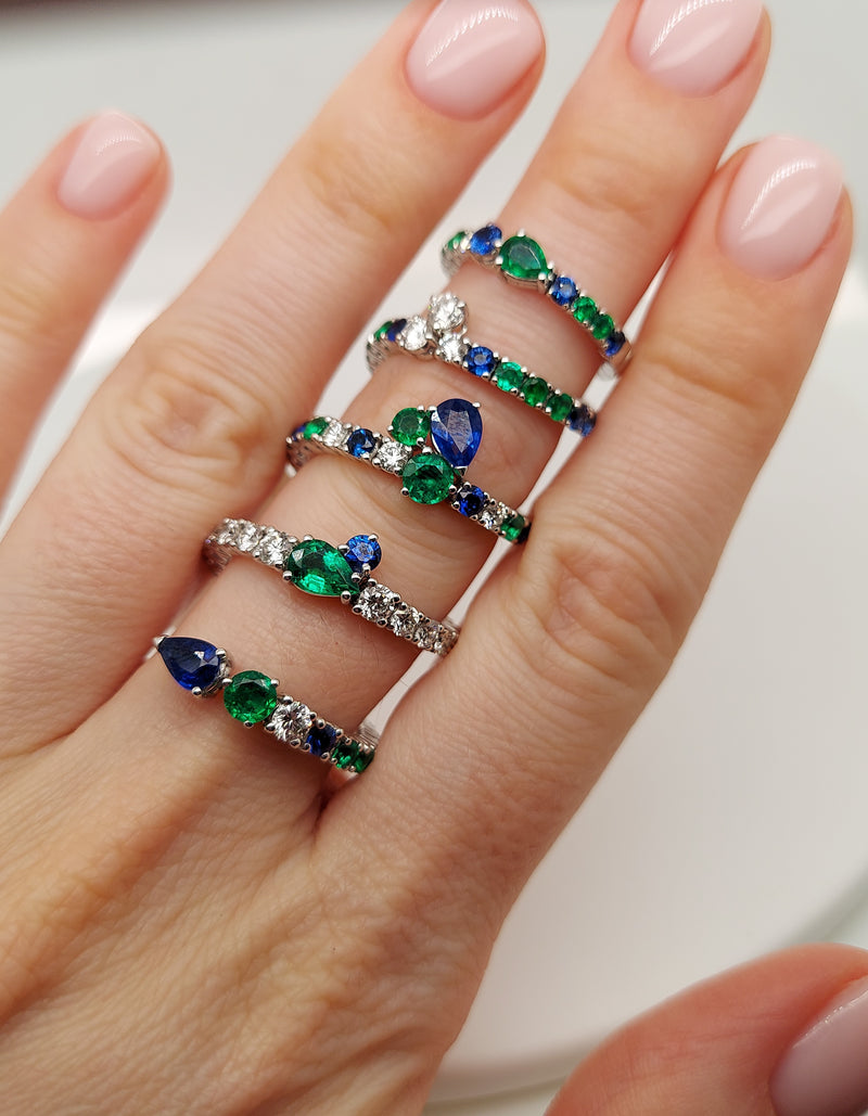 Crivelli Sapphire & Emerald & Diamond Ring