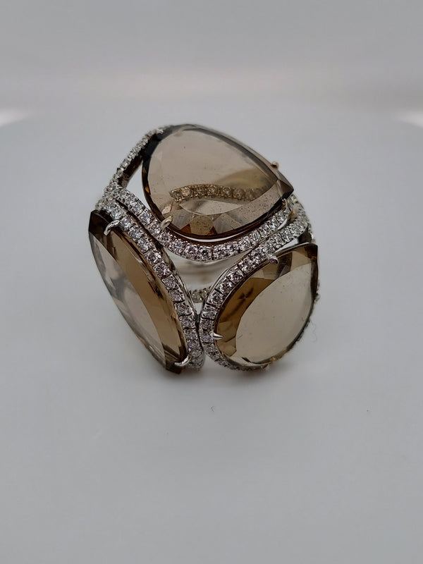 Smoky Topaz & Diamond Ring