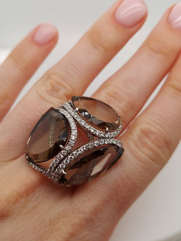 Smoky Topaz & Diamond Ring