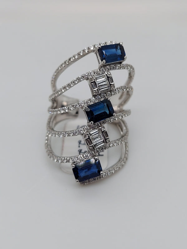 Sapphire & Diamond Multi Raw Band