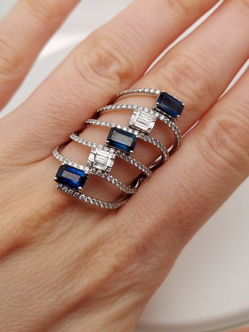 Sapphire & Diamond Multi Raw Band