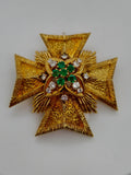 Van Cleef & Arpels Green Emerald & Diamonds Maltese Cross Brooch