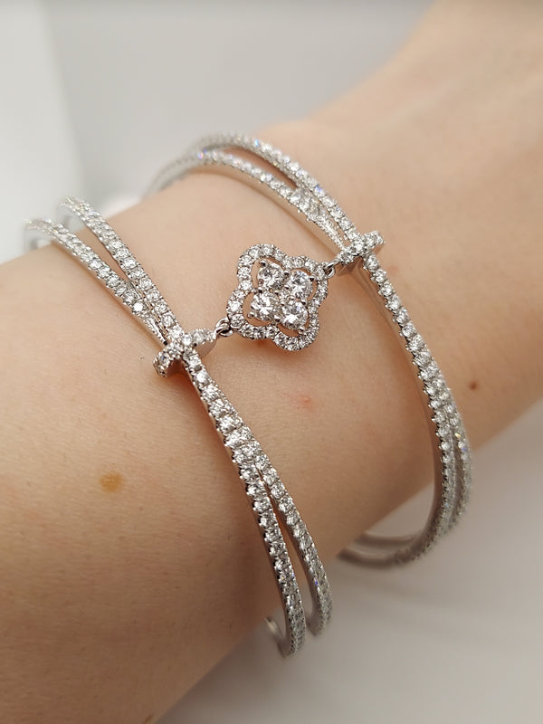 Multi Row Diamond Bangle Bracelet