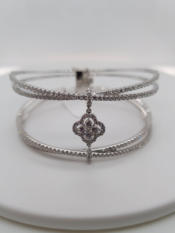 Multi Row Diamond Bangle Bracelet