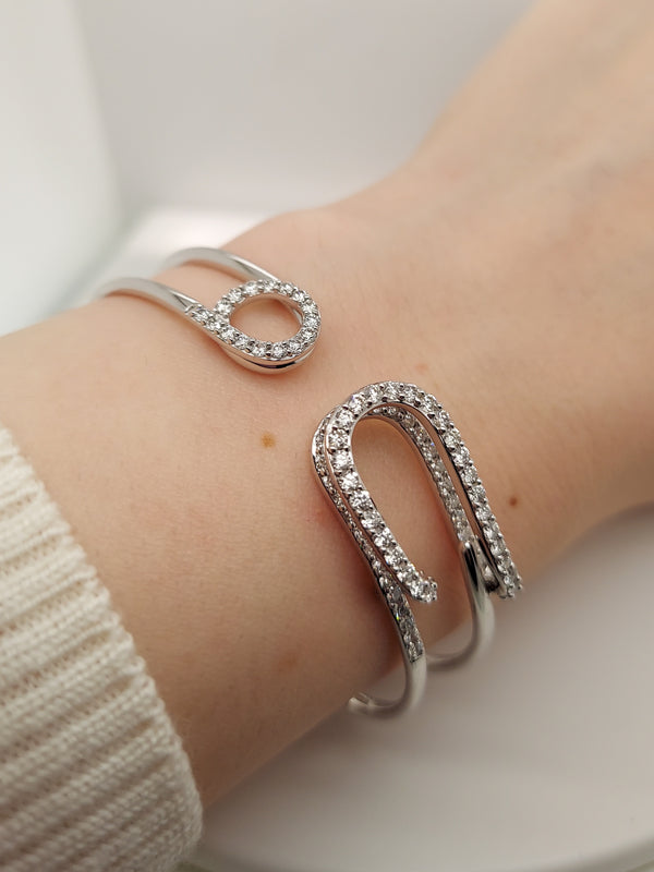 1.52 Carat Diamond Paper Clip Bangle Bracelet