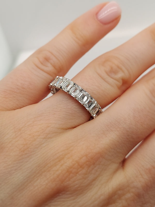 7.75 Carat Emerald Cut Diamond Eternity Band