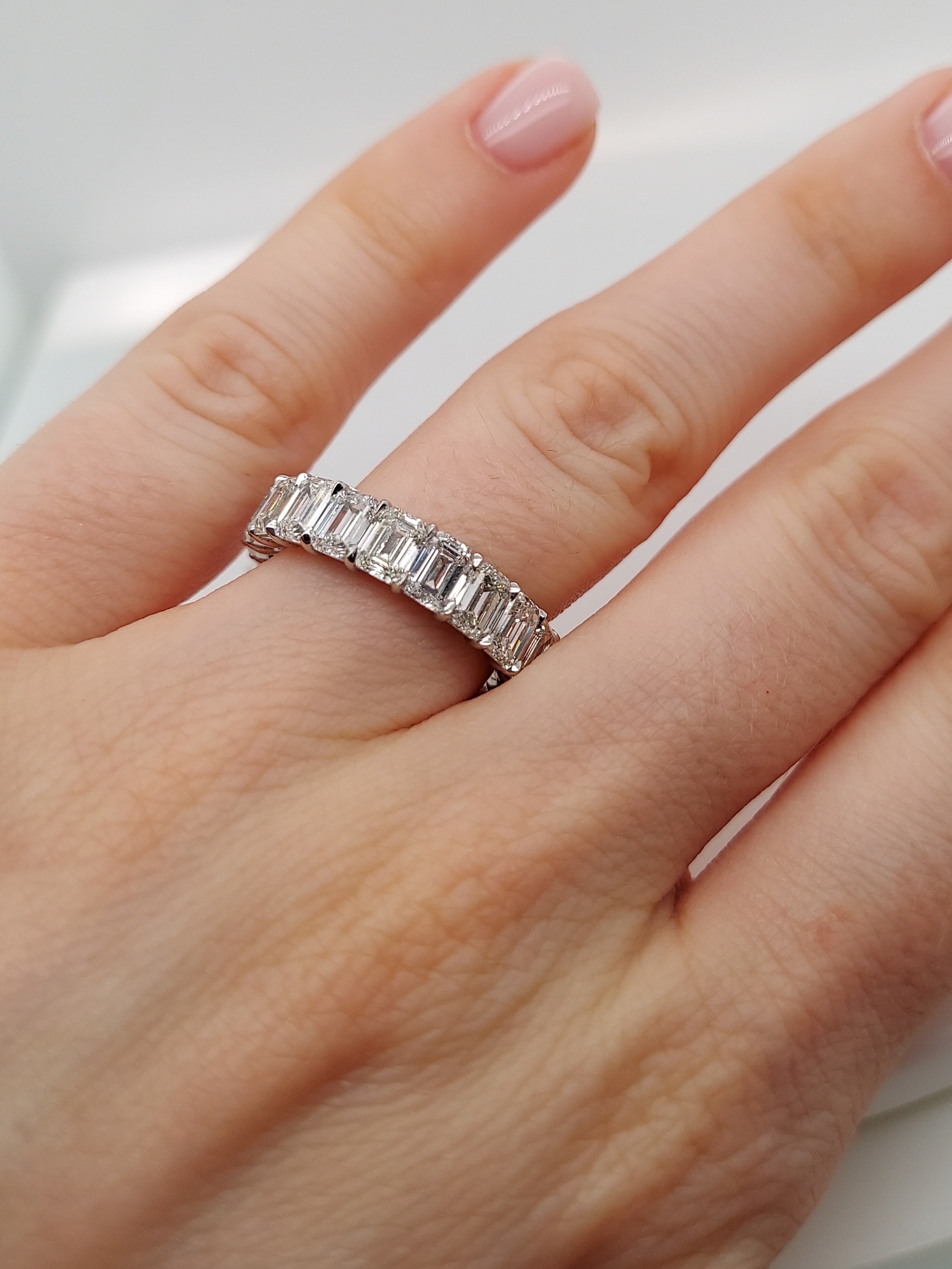 6.50 Carat Emerald Cut Diamond Eternity Band