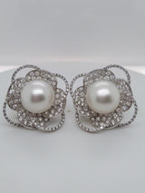 Acoya Pearl & Diamond Clip On Earrings