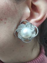 Acoya Pearl & Diamond Clip On Earrings