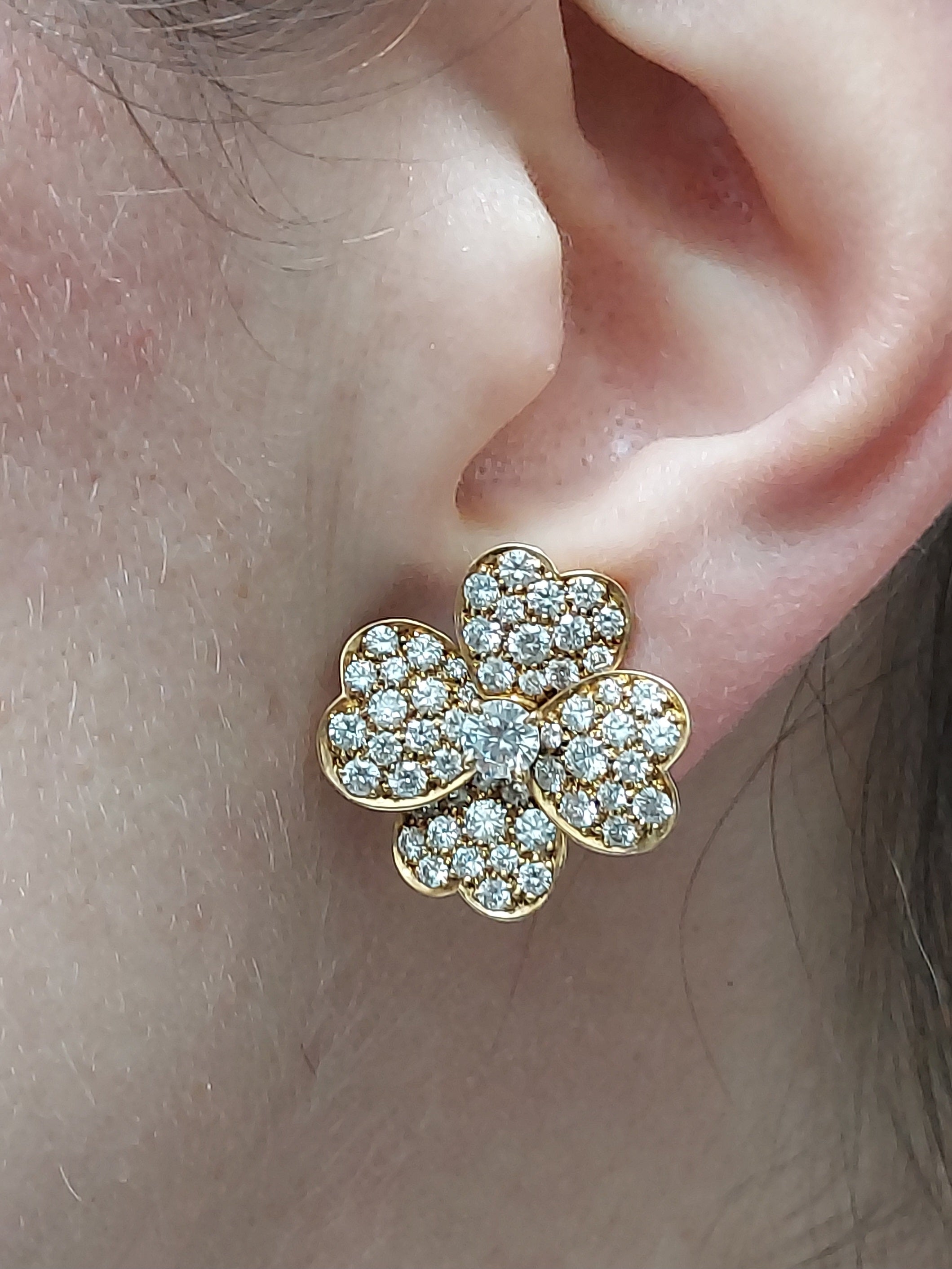 Van Cleef & Arpels Cosmos Diamond Clip On Earrings