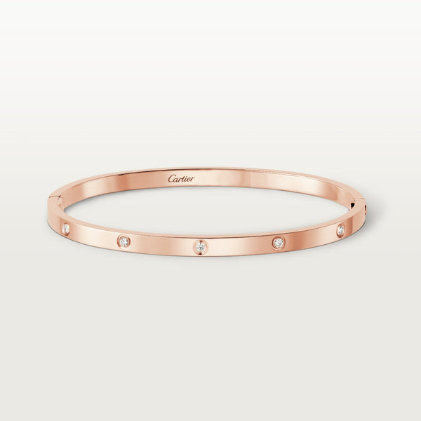 Cartier (Small Model) Love Bracelet 10 Diamond Rose Gold Size 17