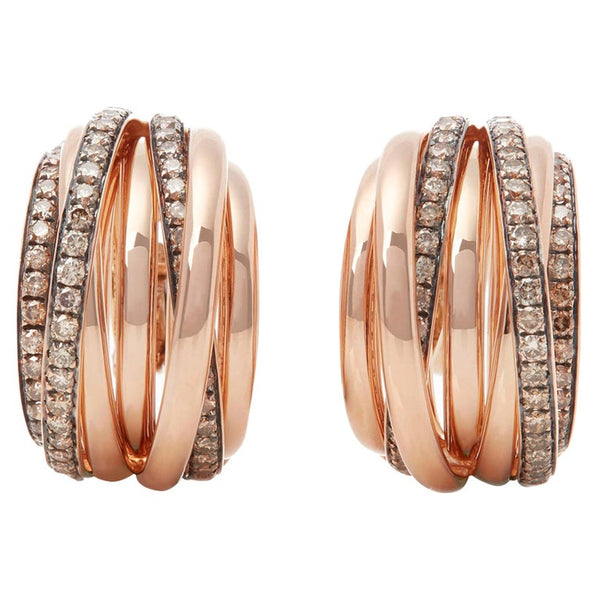 De Grisogono 18 Karat Rose Gold Round Cut Brown Diamond Allegra Earrings