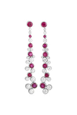 Graff 18K White Gold 3.97 Ct Diamond and Ruby Infinity Drop Earrings