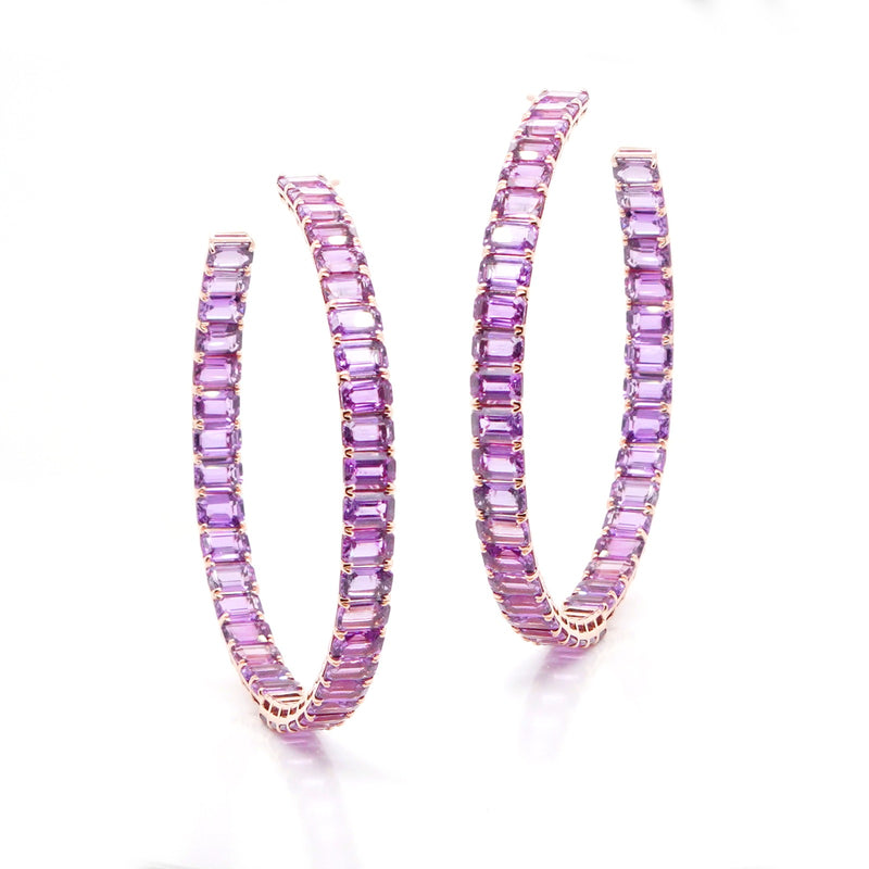 55 Carat Purple Sapphire Hoops