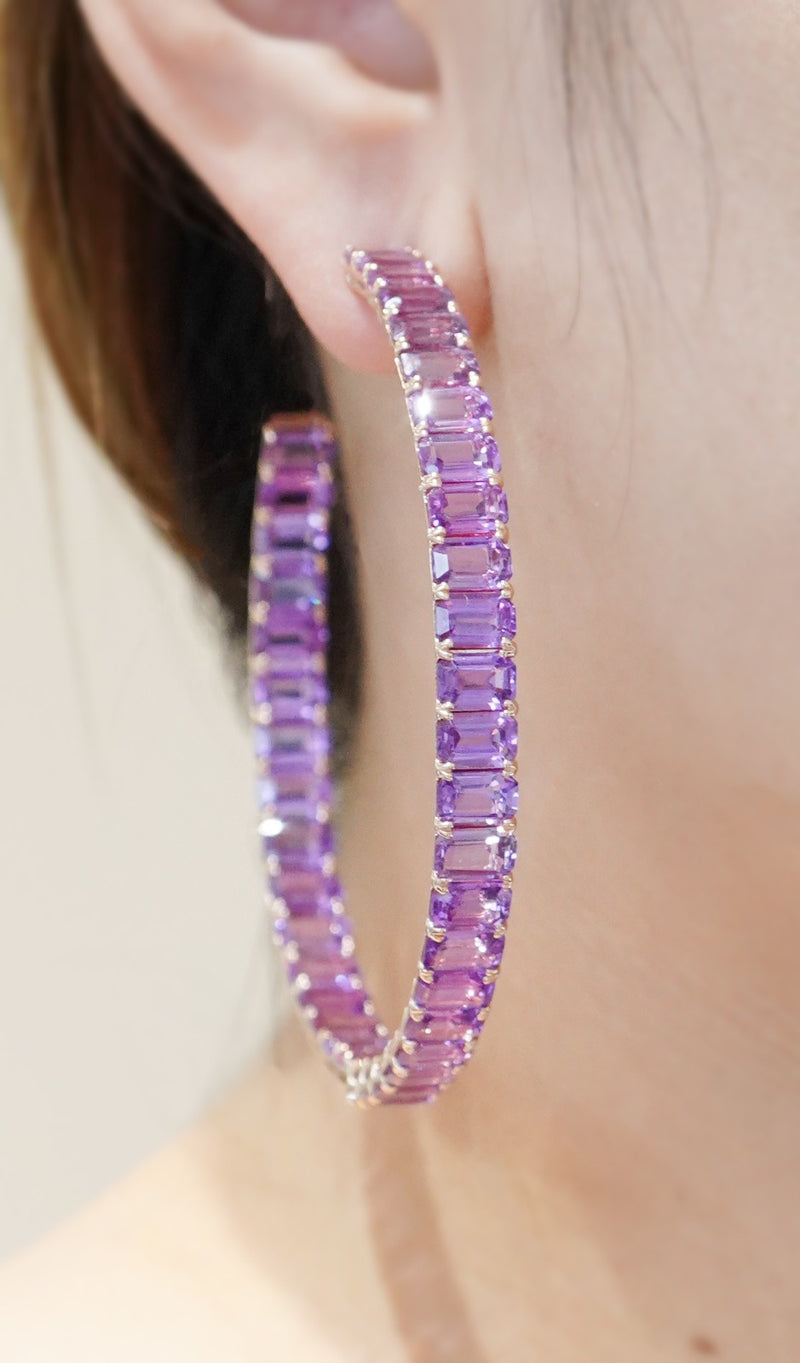 55 Carat Purple Sapphire Hoops