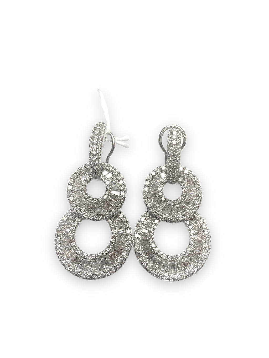 18K White Gold 7.0 Carat Diamond Baguette Hoop Earrings