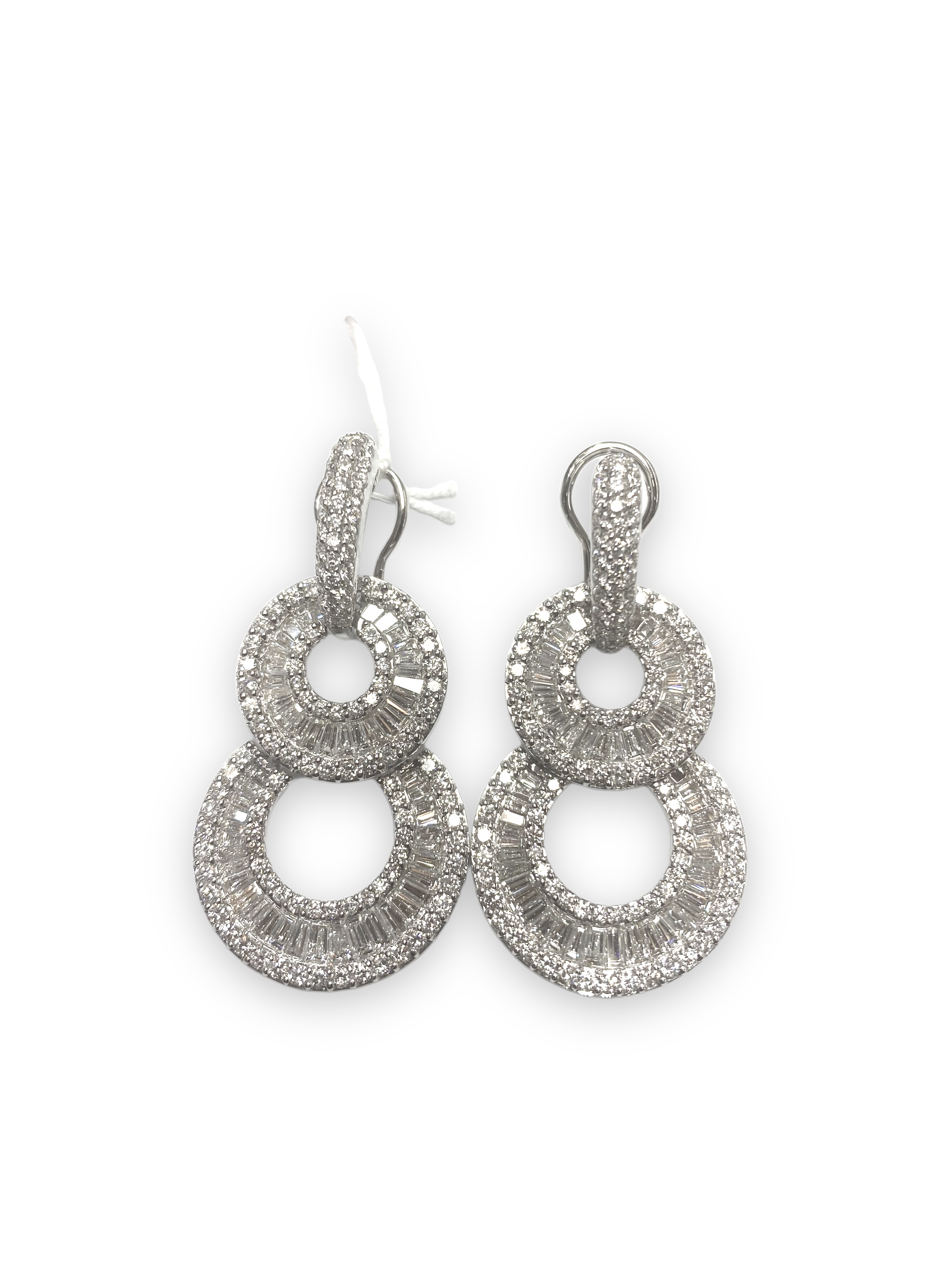 18K White Gold 7.0 Carat Diamond Baguette Hoop Earrings