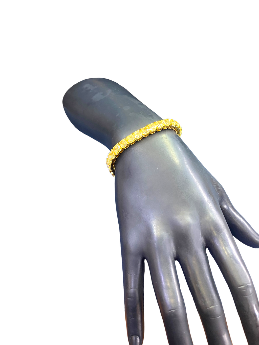 33 Carat Fancy Yellow VVS Cushion Cut Diamond Tennis Bracelet