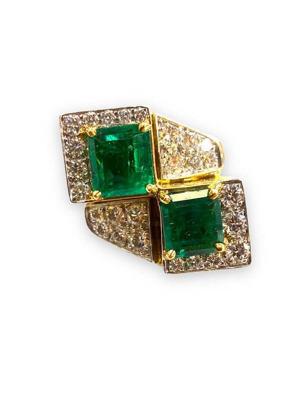 David Webb Emerald and Diamond Ring