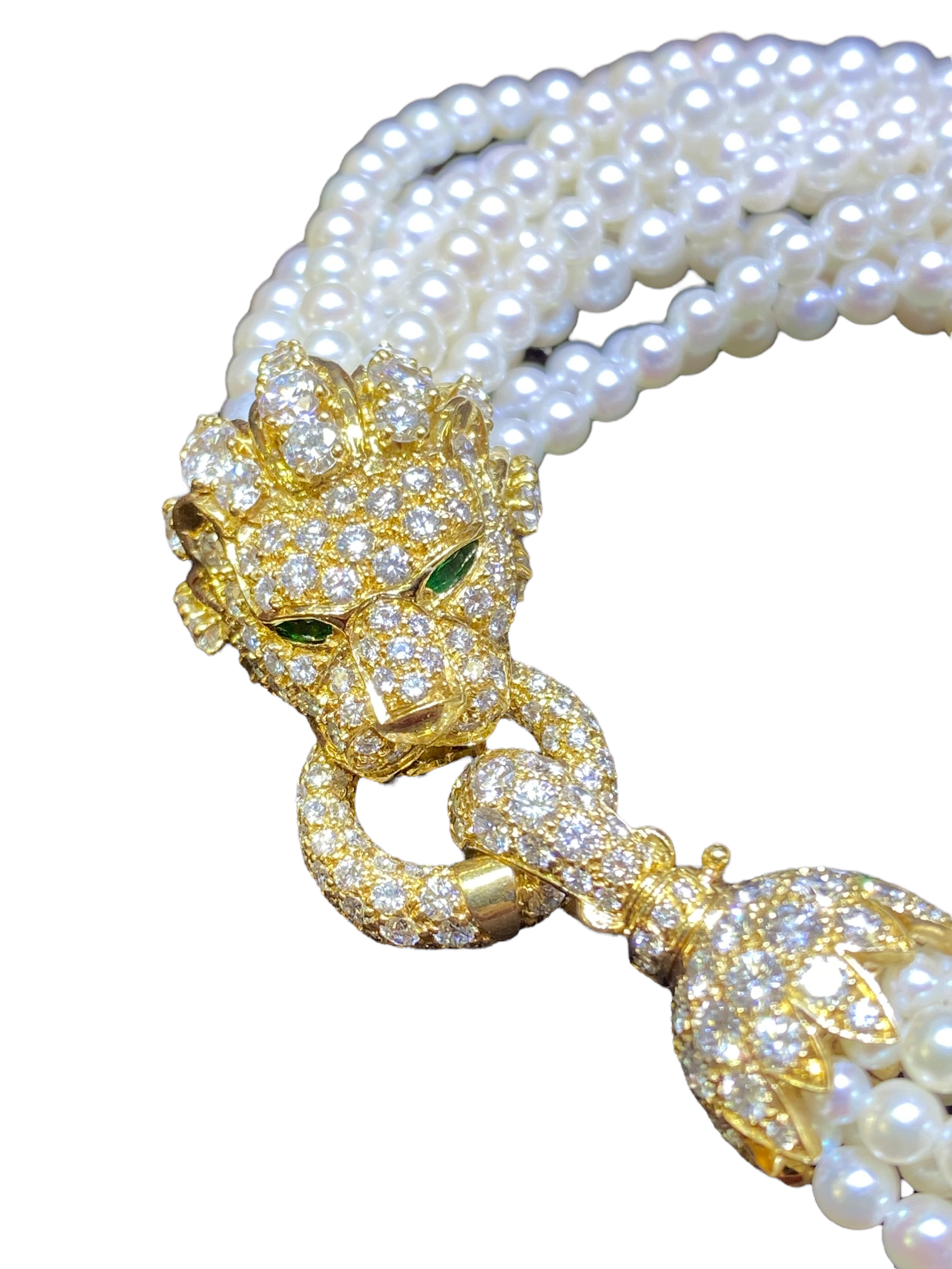 Van Cleef & Arpels George Lenfant 18K Yellow Gold 6.00 Ct Diamond and Pearl Lion