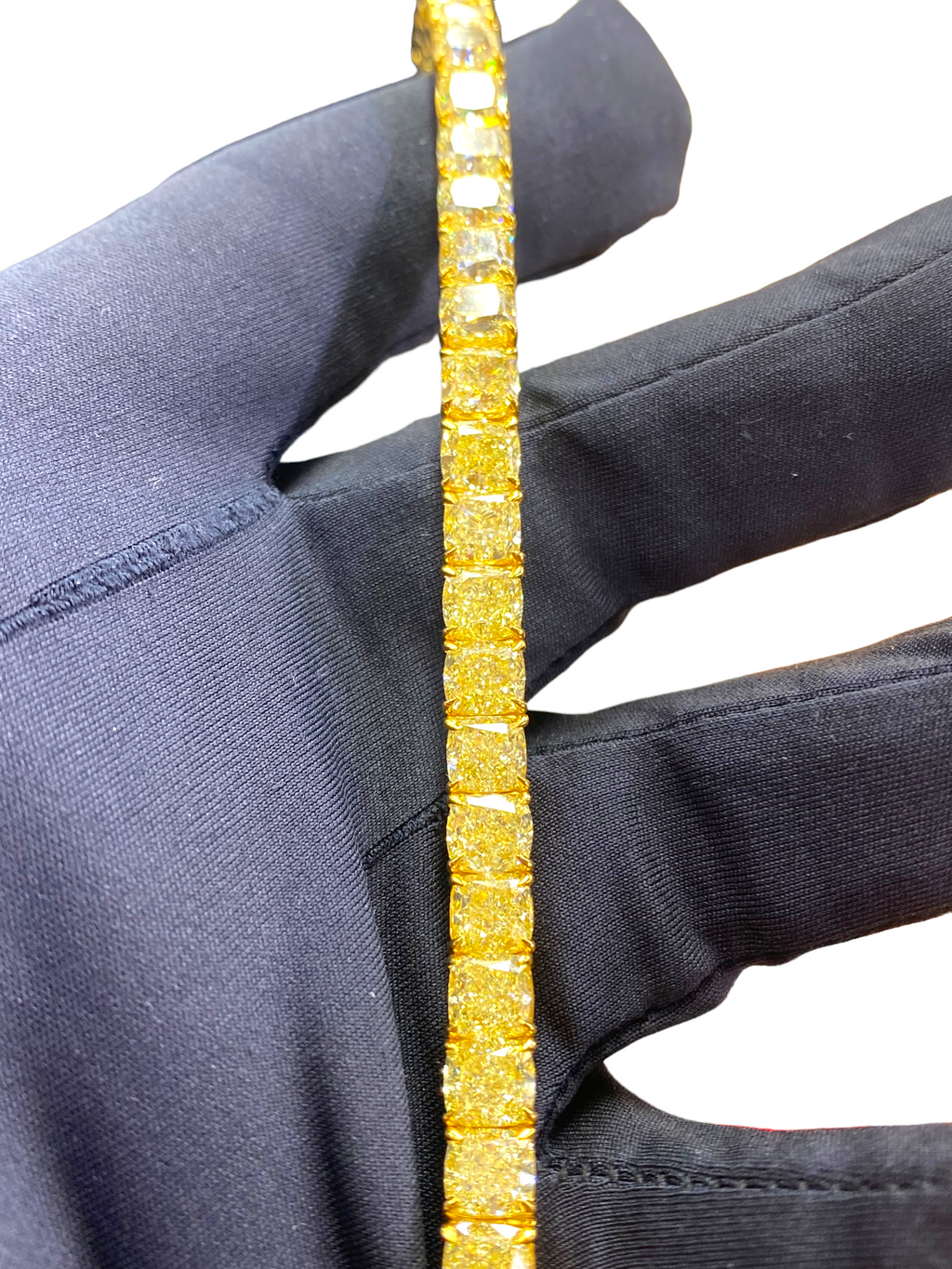 33 Carat Fancy Yellow VVS Cushion Cut Diamond Tennis Bracelet