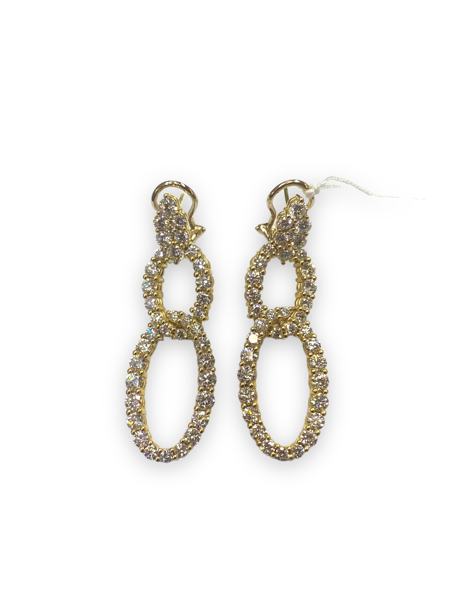 18K Yellow Gold 6.06 Carat Diamond Interlocking Hoop Earrings
