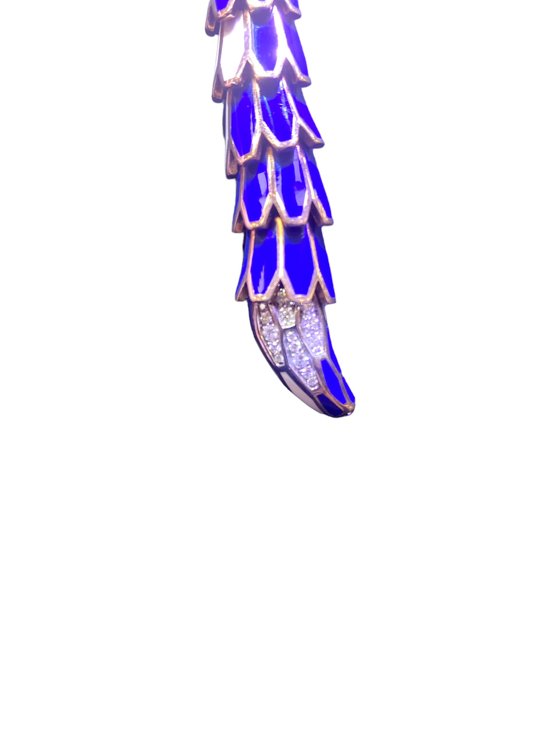 Blue Enamel Diamond Snake Necklace