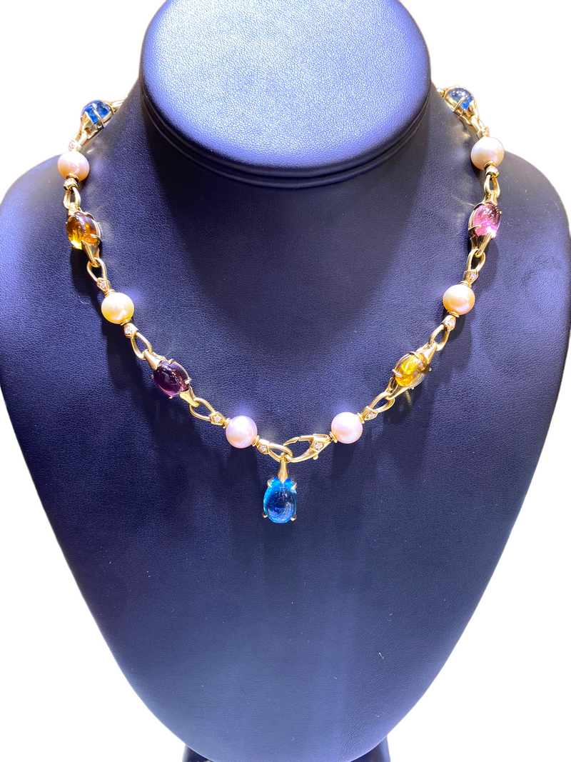 Bvlgari Multicolored Stones, Pearls and Diamonds Necklace