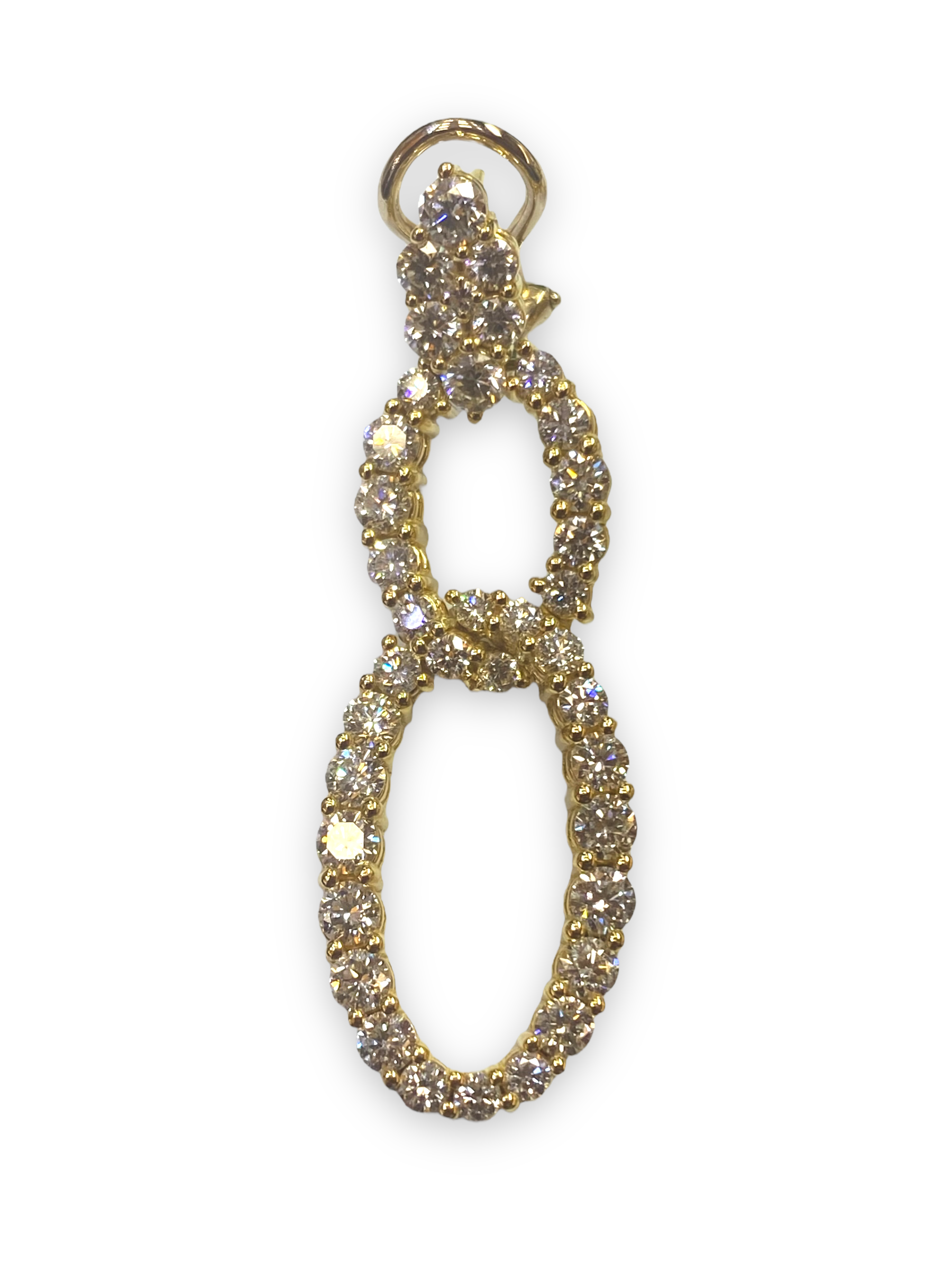 18K Yellow Gold 6.06 Carat Diamond Interlocking Hoop Earrings