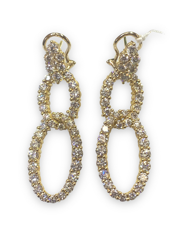 18K Yellow Gold 6.06 Carat Diamond Interlocking Hoop Earrings