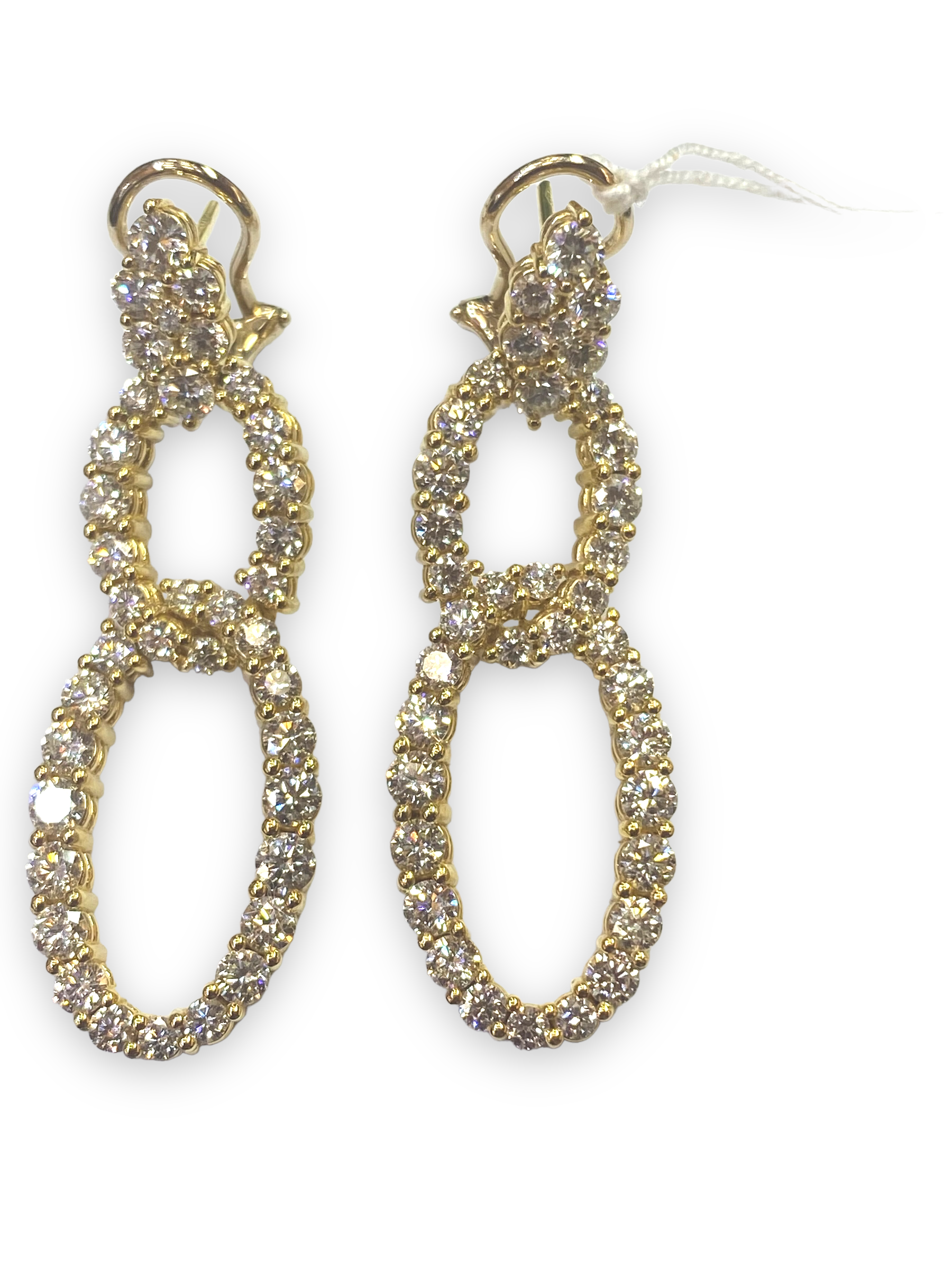 18K Yellow Gold 6.06 Carat Diamond Interlocking Hoop Earrings