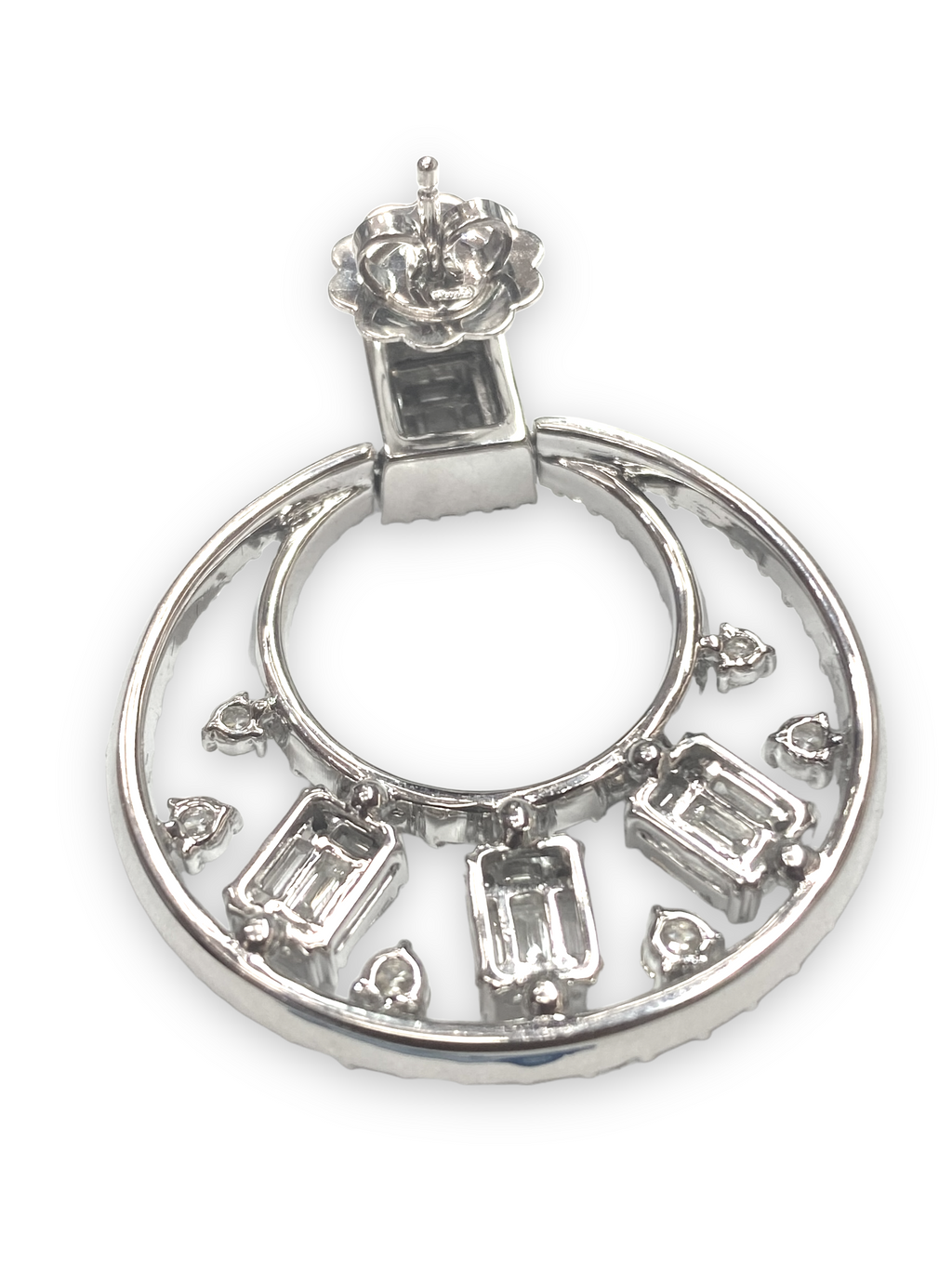 18K White Gold 5.4 Carat Illusion Diamond Hoops