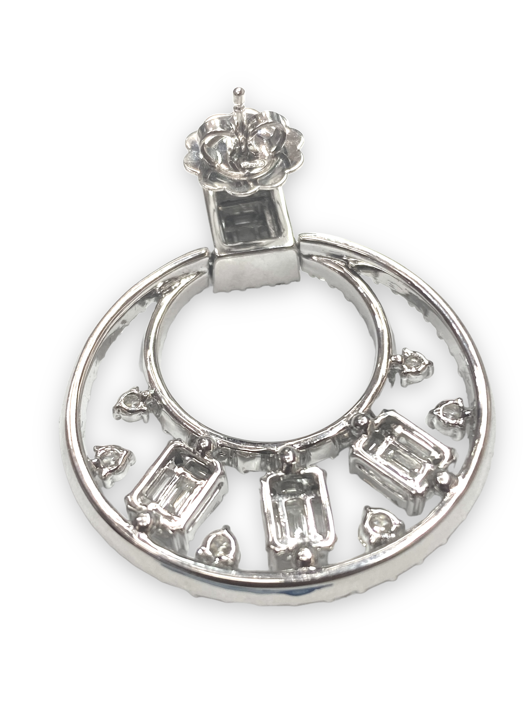 18K White Gold 5.4 Carat Illusion Diamond Hoops
