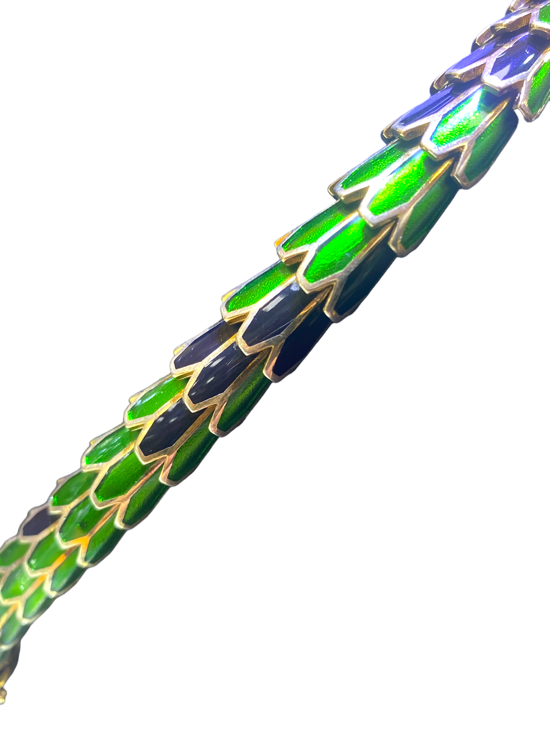 Green Enamel Diamond And Ruby Snake Necklace