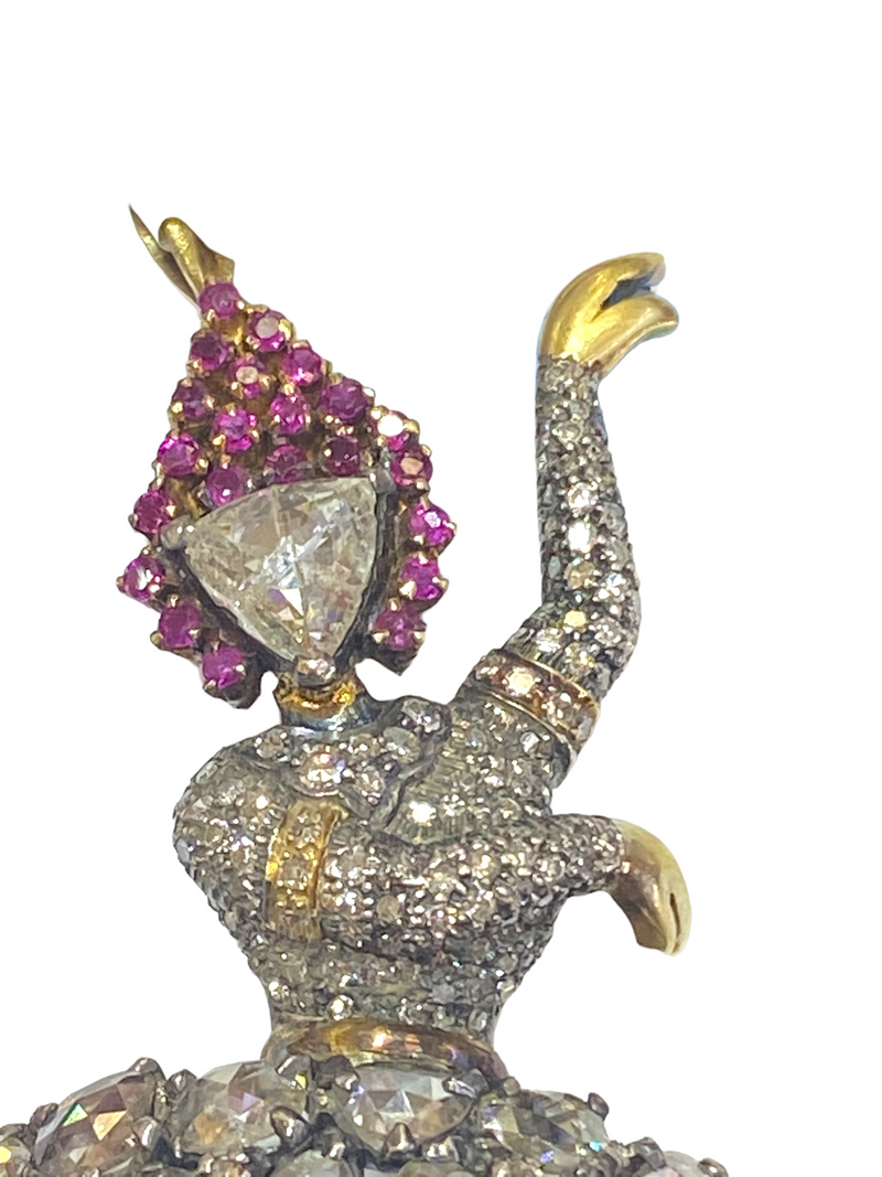 Diamond Dancing Woman Brooch