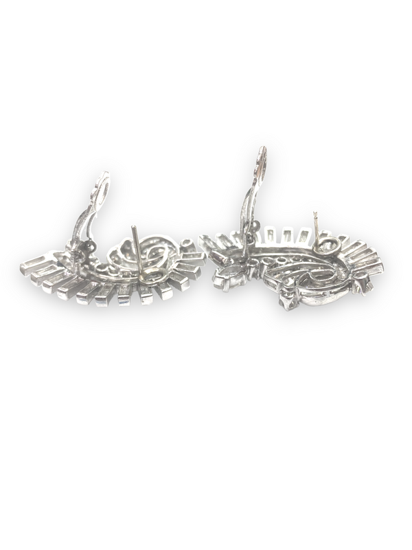 18K White Gold 6 Carat Curved Diamond Earrings