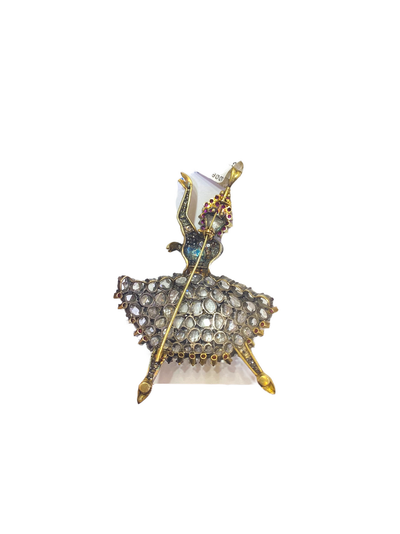 Diamond Dancing Woman Brooch