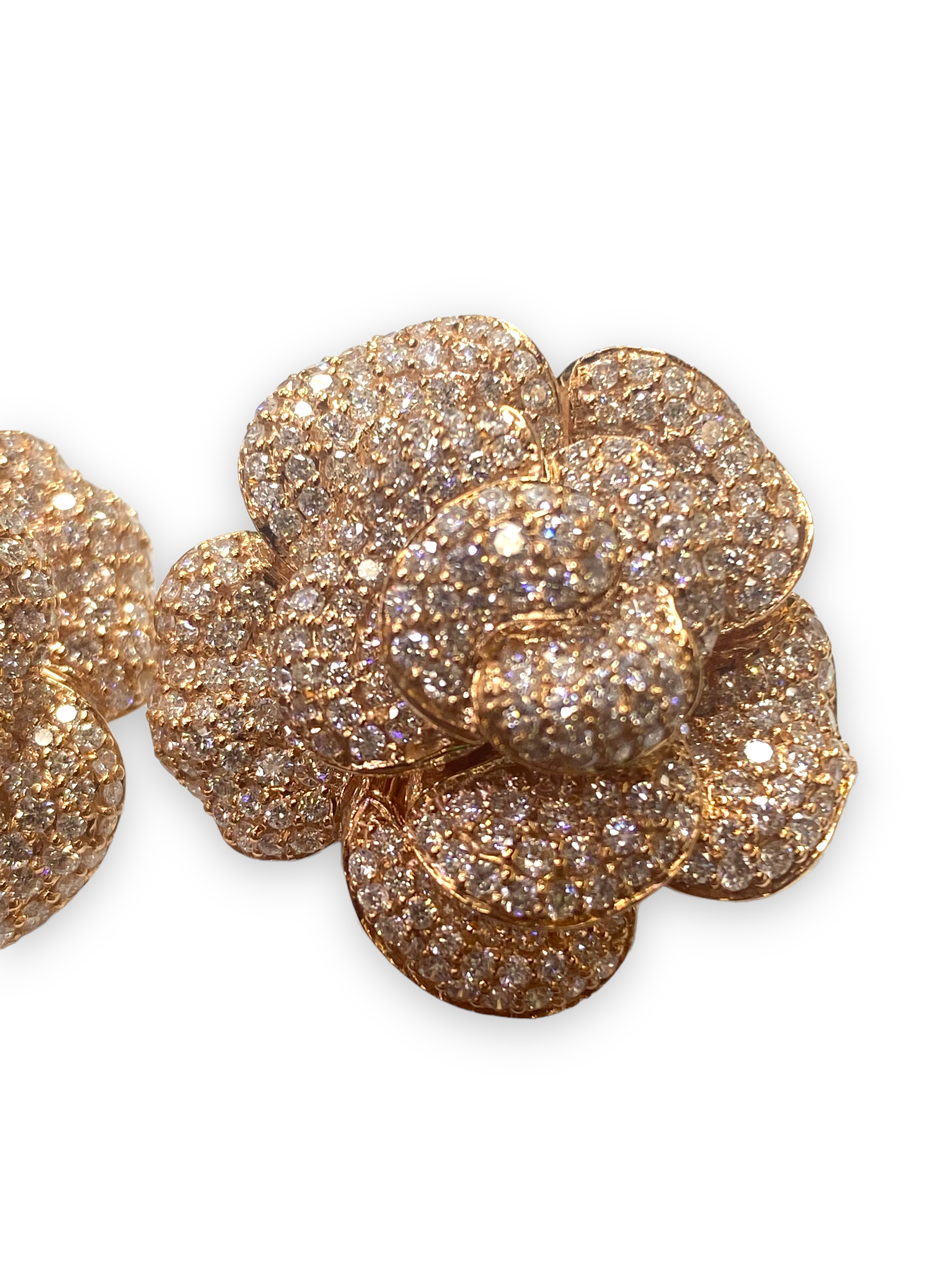 18K Rose Gold 6.21 Carat Diamond Flower Earrings
